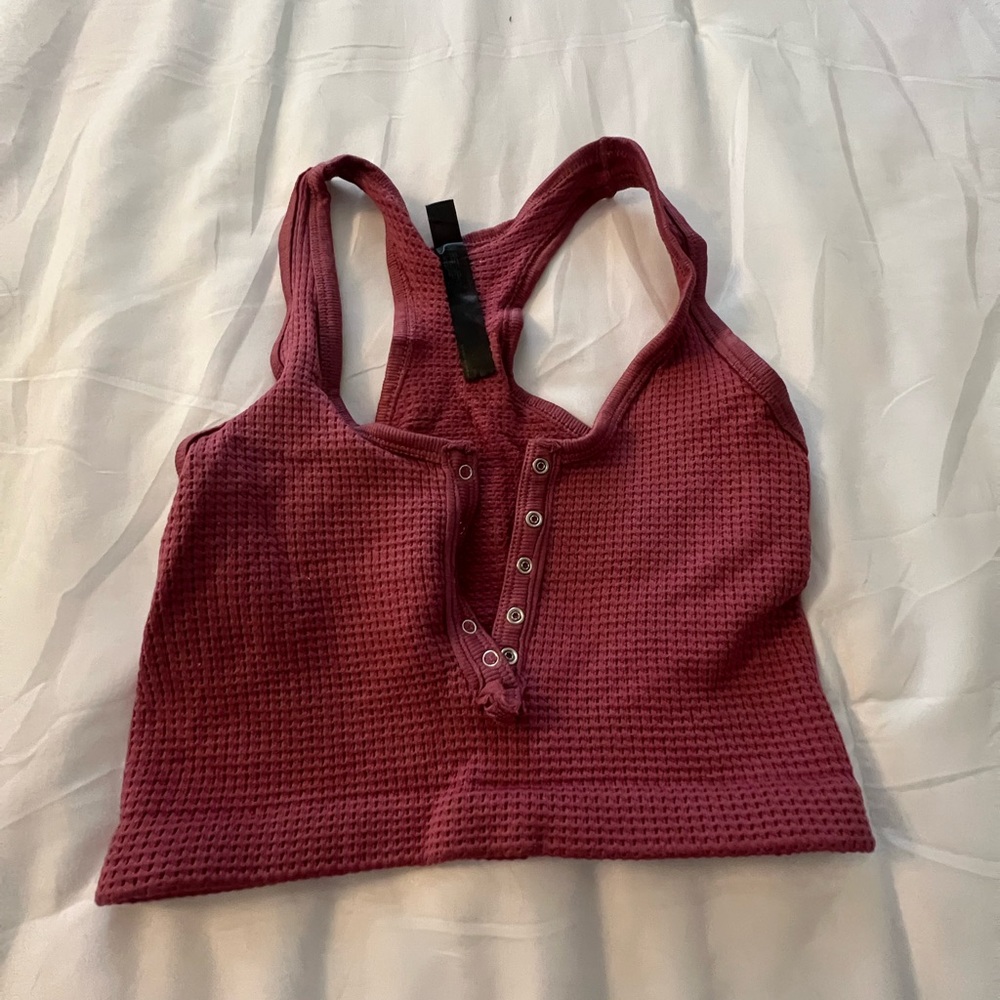Urban Outfitters Pink Waffle Knit Racerback Crop Top